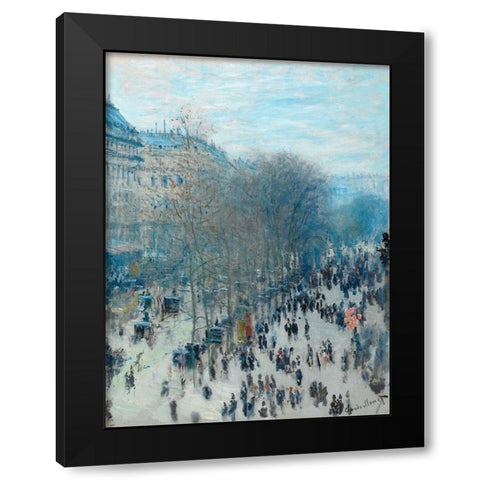 Boulevard des Capucines Black Modern Wood Framed Art Print with Double Matting by Monet, Claude