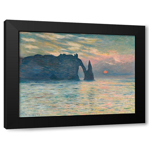 Sunrise at Etretat Black Modern Wood Framed Art Print with Double Matting by Monet, Claude