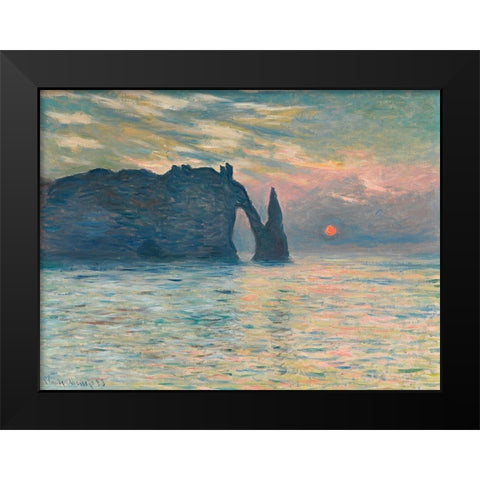 Sunrise at Etretat Black Modern Wood Framed Art Print by Monet, Claude