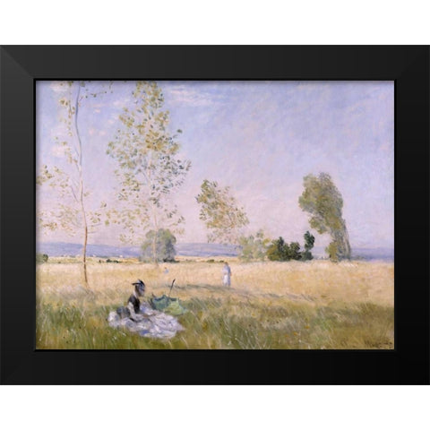 Lete Black Modern Wood Framed Art Print by Monet, Claude