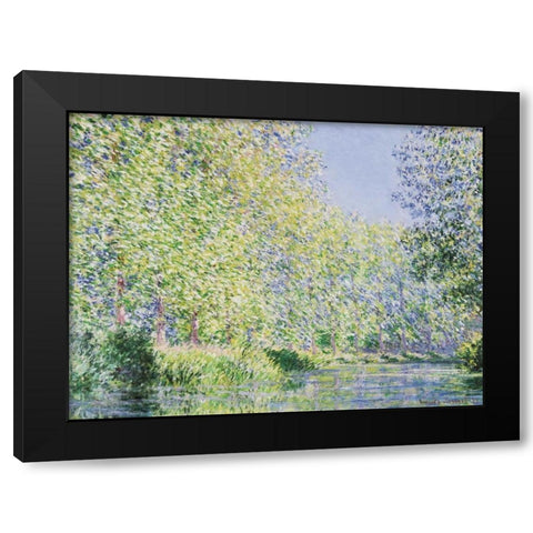 Bend in the Epte River near Giverny Black Modern Wood Framed Art Print with Double Matting by Monet, Claude