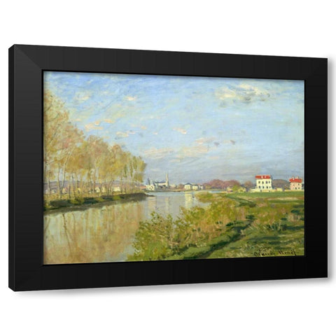 The Seine at Argenteuil Black Modern Wood Framed Art Print with Double Matting by Monet, Claude