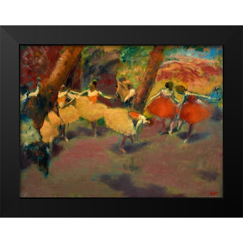 Before the Performance Black Modern Wood Framed Art Print by Degas, Edgar