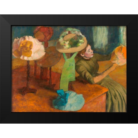 The Millinery Shop Black Modern Wood Framed Art Print by Degas, Edgar