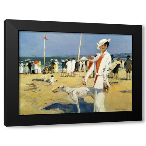The Seaside Black Modern Wood Framed Art Print with Double Matting by Flameng, Francois