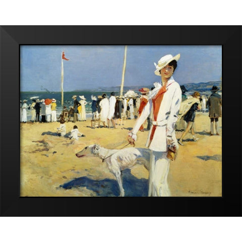 The Seaside Black Modern Wood Framed Art Print by Flameng, Francois