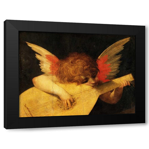 Angelo musicante (detail) Black Modern Wood Framed Art Print with Double Matting by Rosso Fiorentino