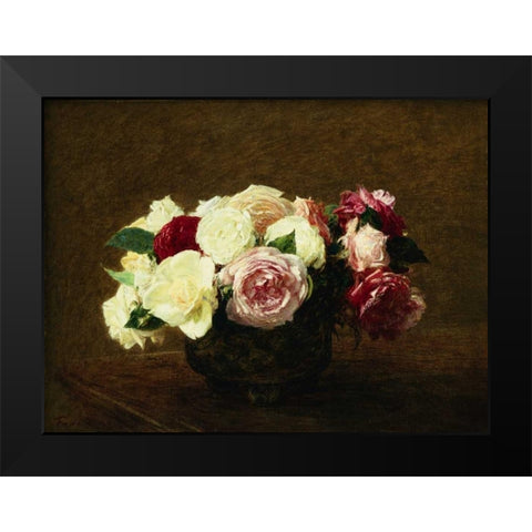 Roses Black Modern Wood Framed Art Print by Fantin-Latour, Henri