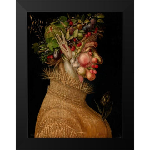 Summer Black Modern Wood Framed Art Print by Arcimboldo, Giuseppe