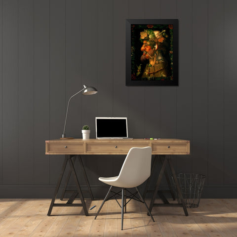 Autumn Black Modern Wood Framed Art Print by Arcimboldo, Giuseppe