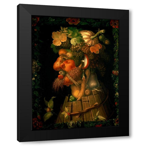 Autumn Black Modern Wood Framed Art Print with Double Matting by Arcimboldo, Giuseppe