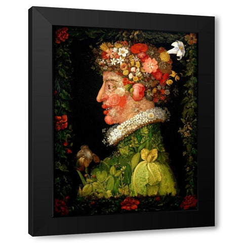 Spring Black Modern Wood Framed Art Print with Double Matting by Arcimboldo, Giuseppe