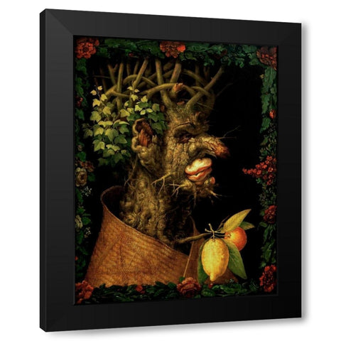 Winter Black Modern Wood Framed Art Print with Double Matting by Arcimboldo, Giuseppe