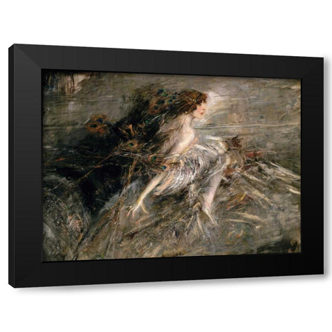 The Marchesa Luisa Casati Black Modern Wood Framed Art Print with Double Matting by Boldini, Giovanni