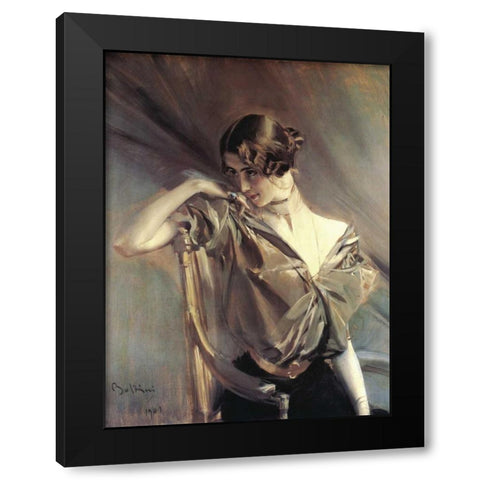 Cleo de Merode Black Modern Wood Framed Art Print with Double Matting by Boldini, Giovanni