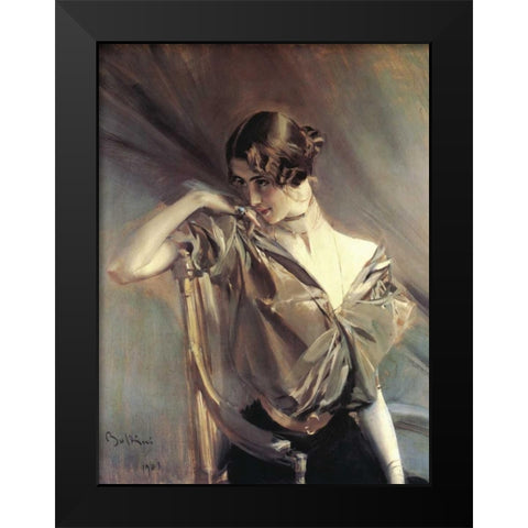 Cleo de Merode Black Modern Wood Framed Art Print by Boldini, Giovanni