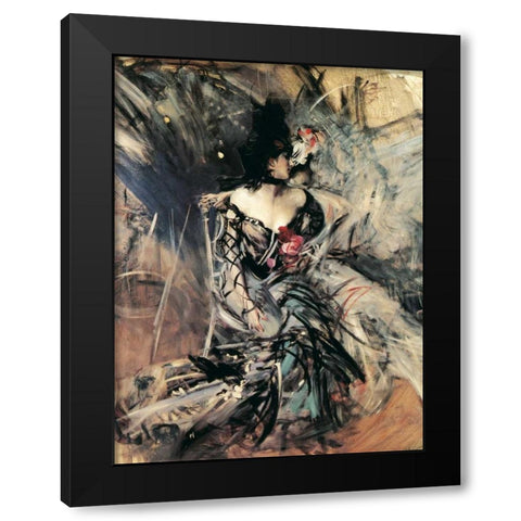 Ballerine spagnole al Moulin Rouge Black Modern Wood Framed Art Print with Double Matting by Boldini, Giovanni