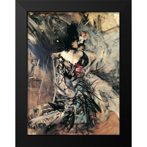Ballerine spagnole al Moulin Rouge Black Modern Wood Framed Art Print by Boldini, Giovanni
