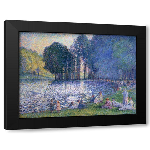 The Lake of the Bois de Boulogne Black Modern Wood Framed Art Print with Double Matting by Cross, Henri Edmond
