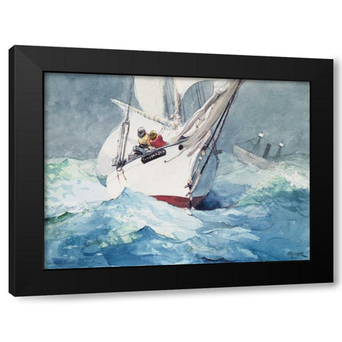 Reefing sails around Diamond Shoals, Cape Hatteras Black Modern Wood Framed Art Print by Homer, Winslow