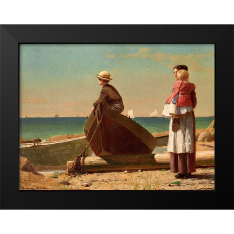 Dad’s Coming (detail) Black Modern Wood Framed Art Print by Homer, Winslow