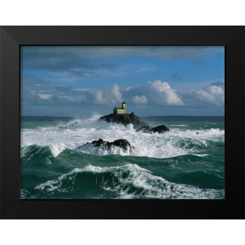 Phare de Tevennec mer d’Iroise Black Modern Wood Framed Art Print by Guichard, Jean