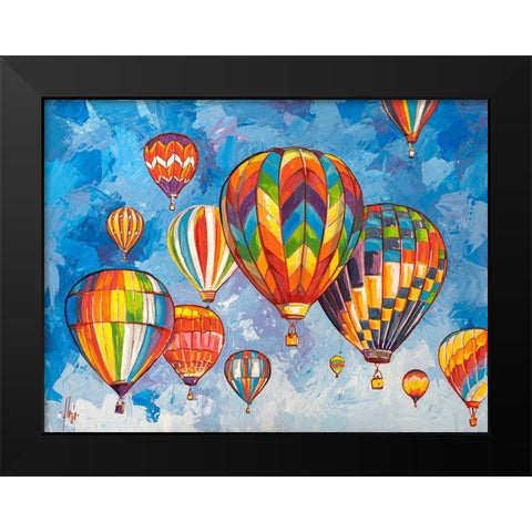 Parata di mongolfiere Black Modern Wood Framed Art Print by Florio, Luigi