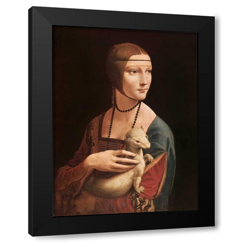 La dama con l ermellino Black Modern Wood Framed Art Print with Double Matting by da Vinci, Leonardo