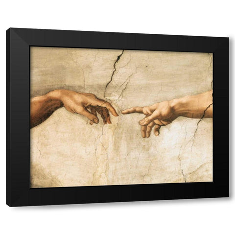La creazione di Adamo (detail) Black Modern Wood Framed Art Print with Double Matting by Buonarroti, Michelangelo