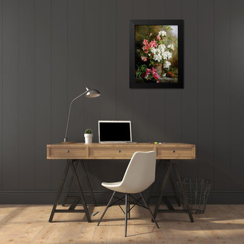 Still Life of Azaleas Black Modern Wood Framed Art Print by Feray Mutrie, Annie