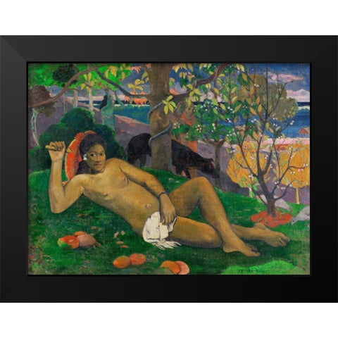 Te arii vahine (The Kings Wife) Black Modern Wood Framed Art Print by Gauguin, Paul