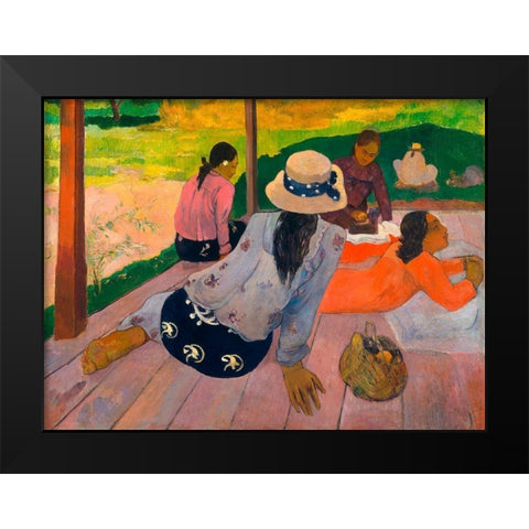 The Siesta Black Modern Wood Framed Art Print by Gauguin, Paul