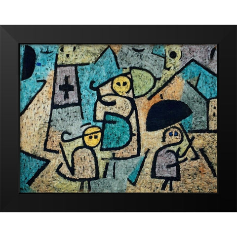 Protected Children Black Modern Wood Framed Art Print by Klee, Paul