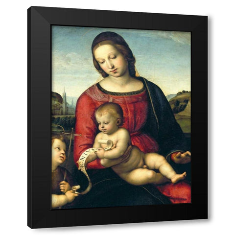 Madonna Terranuova Black Modern Wood Framed Art Print by Raffaello