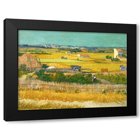 De oogst Black Modern Wood Framed Art Print with Double Matting by van Gogh, Vincent
