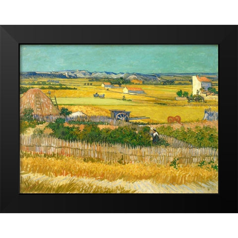 De oogst Black Modern Wood Framed Art Print by van Gogh, Vincent