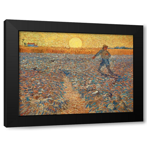 The Sower Black Modern Wood Framed Art Print with Double Matting by Van gogh, Vincent