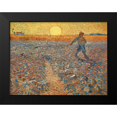 The Sower Black Modern Wood Framed Art Print by Van gogh, Vincent