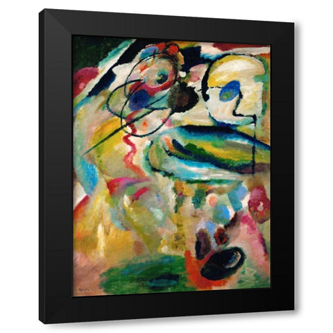Composition Black Modern Wood Framed Art Print by Kandinsky, Wassily