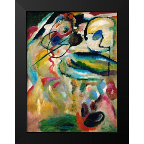 Composition Black Modern Wood Framed Art Print by Kandinsky, Wassily