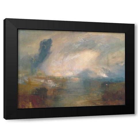The Thames above Waterloo Bridge Black Modern Wood Framed Art Print with Double Matting by Turner, William