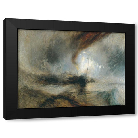 Snow Storm - Steam Boat off a Harbours Mouth Black Modern Wood Framed Art Print by Turner, William