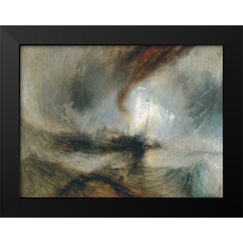Snow Storm - Steam Boat off a Harbours Mouth Black Modern Wood Framed Art Print by Turner, William