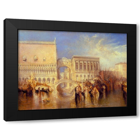 Venice - the Bridge of Sighs Black Modern Wood Framed Art Print by Turner, William