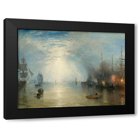 Keelmen Heaving in Coals by Moonlight Black Modern Wood Framed Art Print by Turner, William