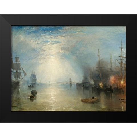 Keelmen Heaving in Coals by Moonlight Black Modern Wood Framed Art Print by Turner, William