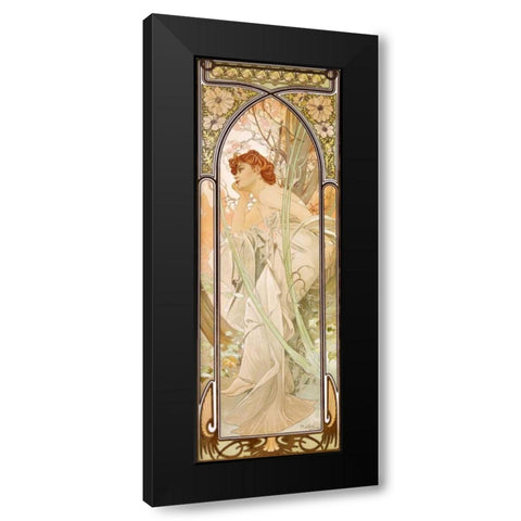 Times of the Day: Evening Black Modern Wood Framed Art Print by Mucha, Alphonse