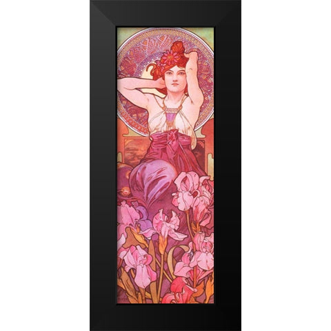 Amethyst Black Modern Wood Framed Art Print by Mucha, Alphonse