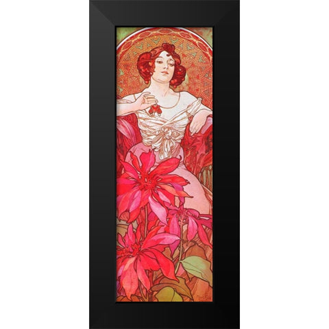 Ruby Black Modern Wood Framed Art Print by Mucha, Alphonse