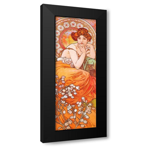 Topaz Black Modern Wood Framed Art Print by Mucha, Alphonse